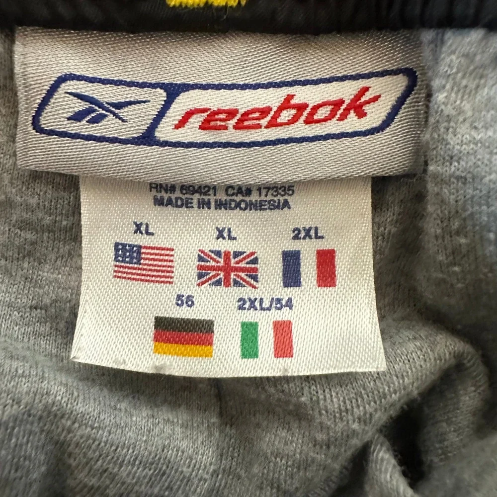 Reebok Track Pants Mens Size XL Black Windbreaker Athletic Ankle Zip Piping